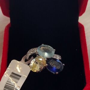 3 Stone Ring in Stainless size 6 AAA CZs